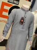 Blended Italic Grey Embroidered Kids - Kameez Shalwar