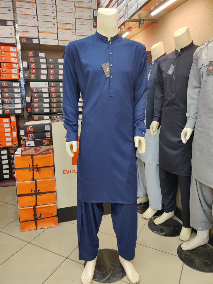 Exclusive Navy Blue Blended Silver Designer Buttons - Shalwar Kameez