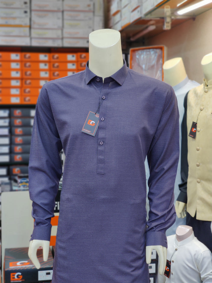 Traditional Shirt Collar Blended Kameez Shalwar - Fall Collection'24