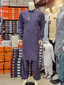 Traditional Shirt Collar Blended Kameez Shalwar - Fall Collection'24