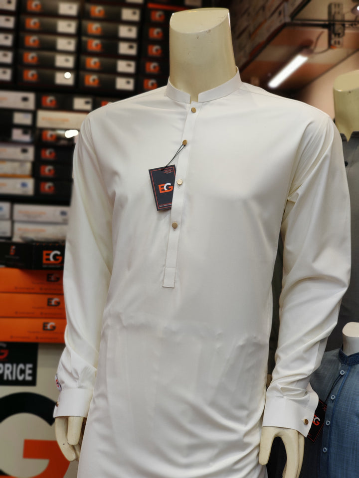 Premium Boski Kurta Pajama (Off-White) - Summer'25