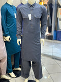 Charcoal Grey Double Pocket Style - Kameez Shalwar