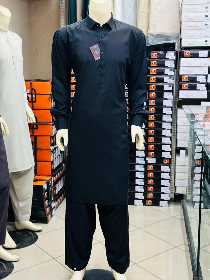 Premium Jet Black Semi Formal Kameez Shalwar