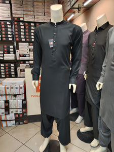 Royal Jet Black Embroidered - Kameez Shalwar