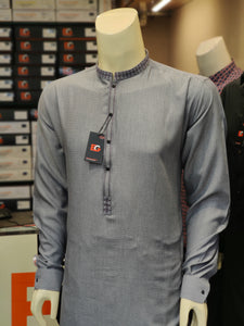 Blended Italic Grey Embroidered - Kameez Shalwar