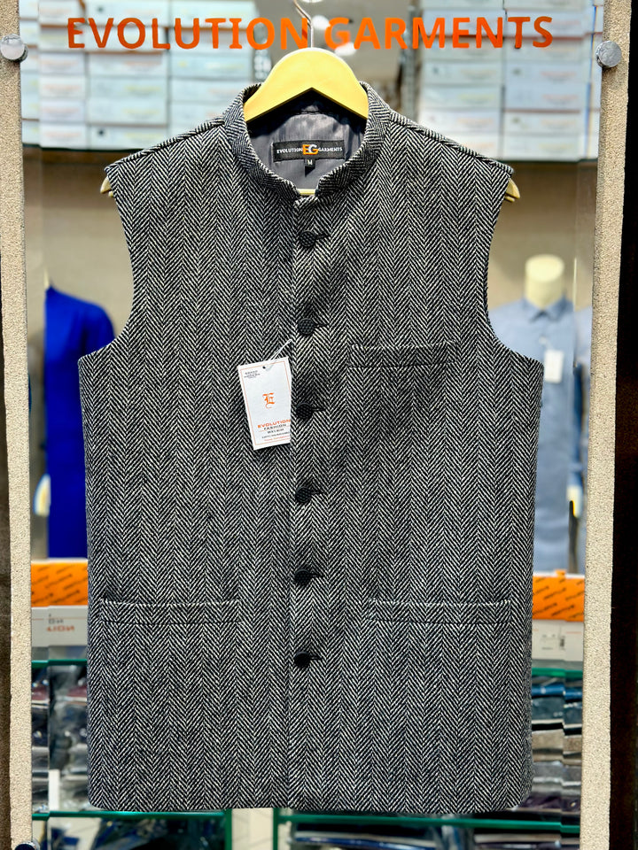 TEXTURE BLACK WAISTCOAT– Evolution-Garments