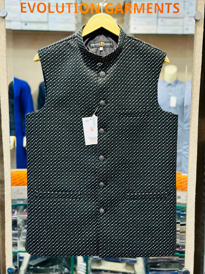 BLACK PREMIUM DOTTED WAISTCOAT