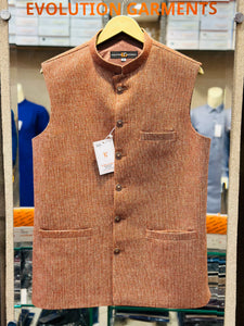 Textured Rustic Orange Waistcoat