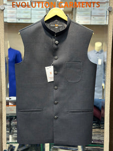 Charcoal Grey Short Pocket Look Waistcoat