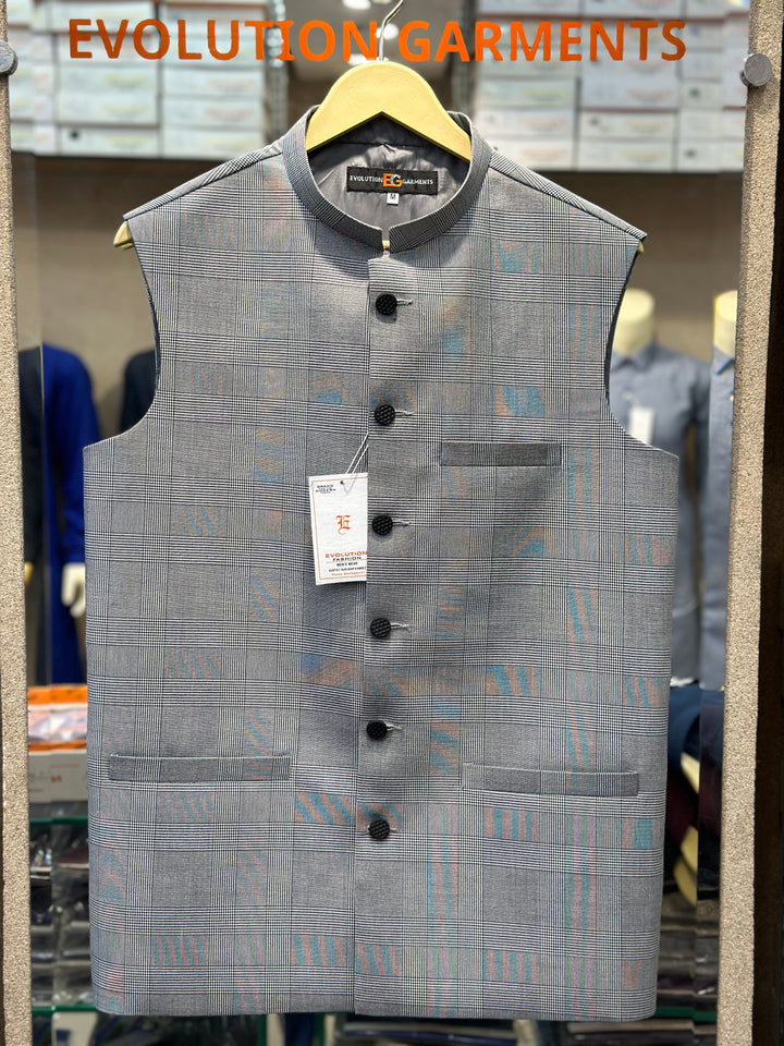 Light Grey & Black Check Waistcoat