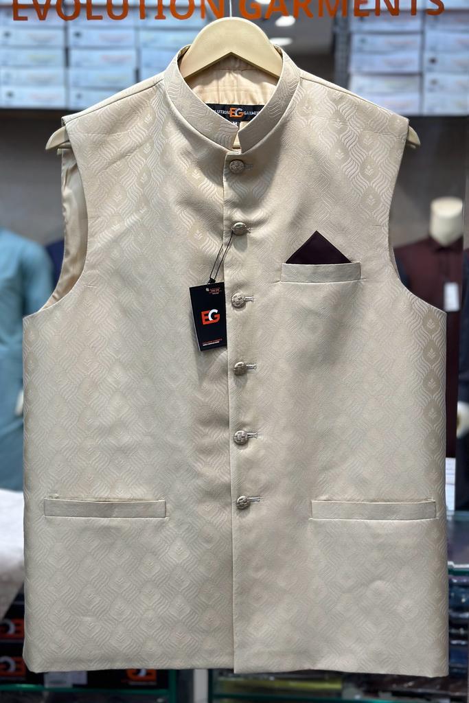 PREMIUM GOLDEN BANARASI SUITING WAISTCOAT