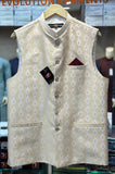 PREMIUM GOLDEN & WHITE BANARASI SUITING WAISTCOAT