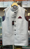 PREMIUM SILVER GREY BANARASI SUITING WAISTCOAT