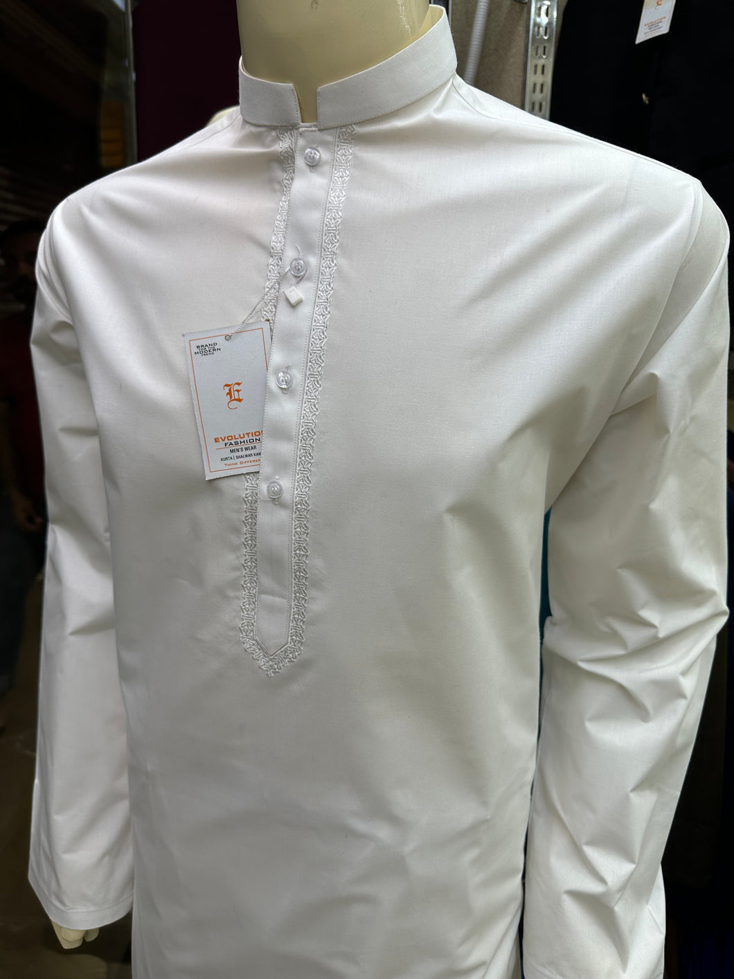 White Cotton Front Embroidery - Shalwar Kameez