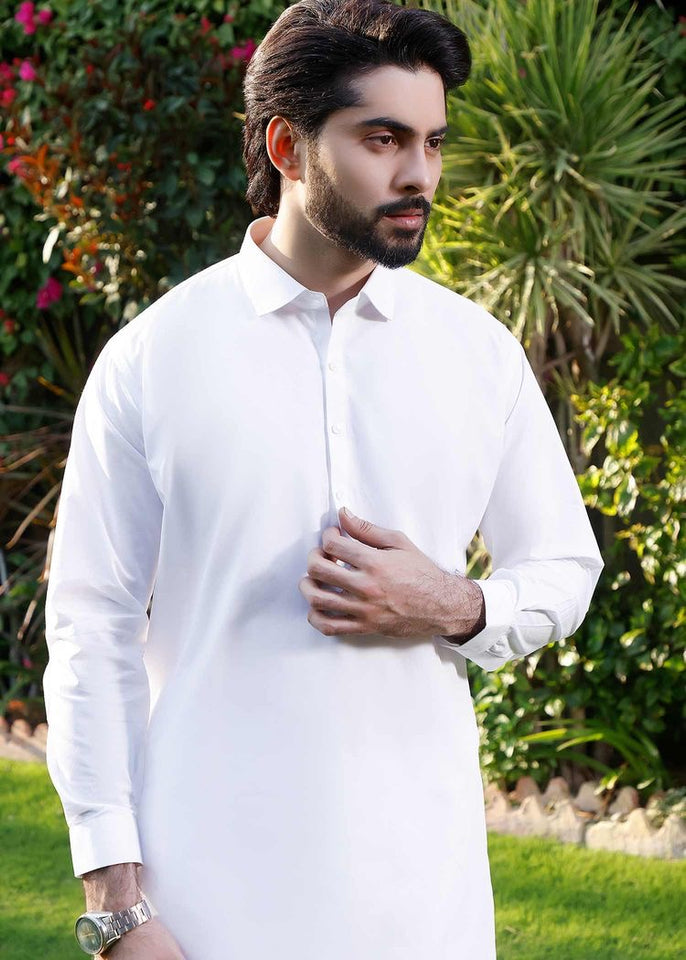 Royal White Cotton - Shalwar Kameez